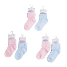 S58-PB: Pink & Blue Turnover Socks (3-24m)